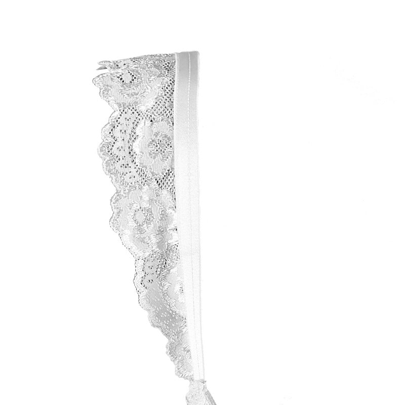 Pure Desire White Lace Sponge Steel Support Exposed Breasts Bra and Mid-Waist No-Removal Panties Lingerie Set